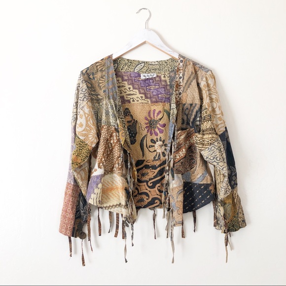 Vintage Jackets & Blazers - We Be Bop Vintage Boho Patchwork Cardigan